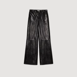 Femme SANDRO Pantalon évasé En Cuir