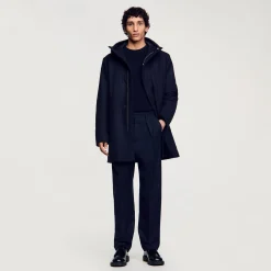 Homme SANDRO Parka En Laine à Capuche