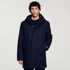 Homme SANDRO Parka En Laine à Capuche
