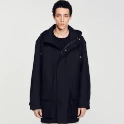 Homme SANDRO Parka Oversize En Tissu Technique