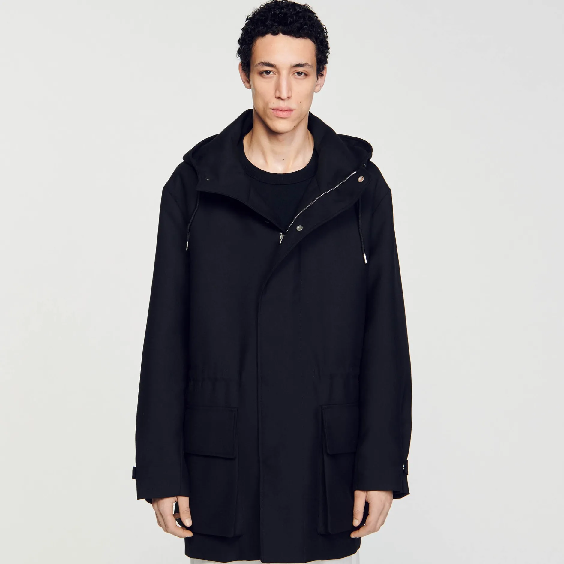 Homme SANDRO Parka Oversize En Tissu Technique