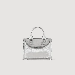 Femme SANDRO Petit Cabas Kasbah En Cuir Métallisé