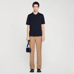 Homme SANDRO Polo En Maille à Col Zippé