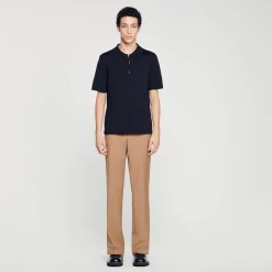 Homme SANDRO Polo En Maille à Col Zippé