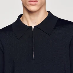 Homme SANDRO Polo En Maille à Col Zippé