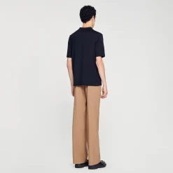 Homme SANDRO Polo En Maille à Col Zippé