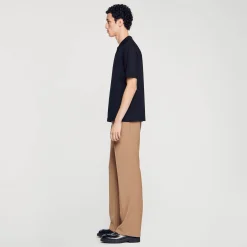 Homme SANDRO Polo En Maille à Col Zippé