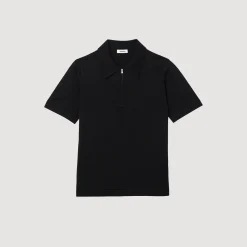 Homme SANDRO Polo En Maille à Col Zippé