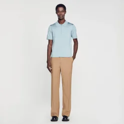 Homme SANDRO Polo En Maille à Col Zippé