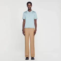 Homme SANDRO Polo En Maille à Col Zippé
