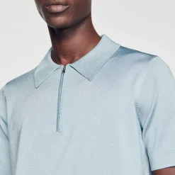 Homme SANDRO Polo En Maille à Col Zippé