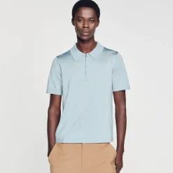 Homme SANDRO Polo En Maille à Col Zippé