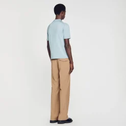 Homme SANDRO Polo En Maille à Col Zippé