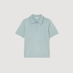 Homme SANDRO Polo En Maille à Col Zippé