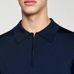 Homme SANDRO Polo En Maille à Col Zippé