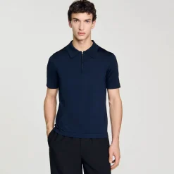 Homme SANDRO Polo En Maille à Col Zippé