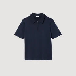 Homme SANDRO Polo En Maille à Col Zippé