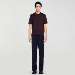Homme SANDRO Polo En Maille à Col Zippé