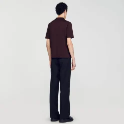 Homme SANDRO Polo En Maille à Col Zippé