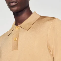 Homme SANDRO Polo En Maille à Manches Courtes