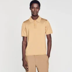 Homme SANDRO Polo En Maille à Manches Courtes