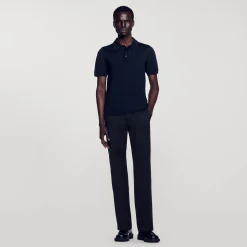 Homme SANDRO Polo En Maille à Manches Courtes