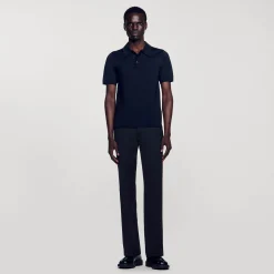 Homme SANDRO Polo En Maille à Manches Courtes