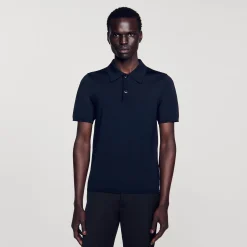 Homme SANDRO Polo En Maille à Manches Courtes