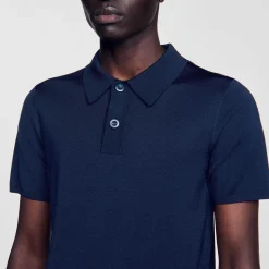 Homme SANDRO Polo En Maille à Manches Courtes