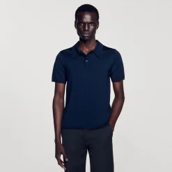 Homme SANDRO Polo En Maille à Manches Courtes