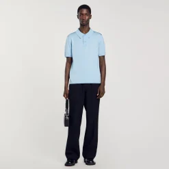 Homme SANDRO Polo En Maille à Manches Courtes