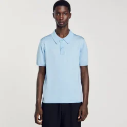 Homme SANDRO Polo En Maille à Manches Courtes