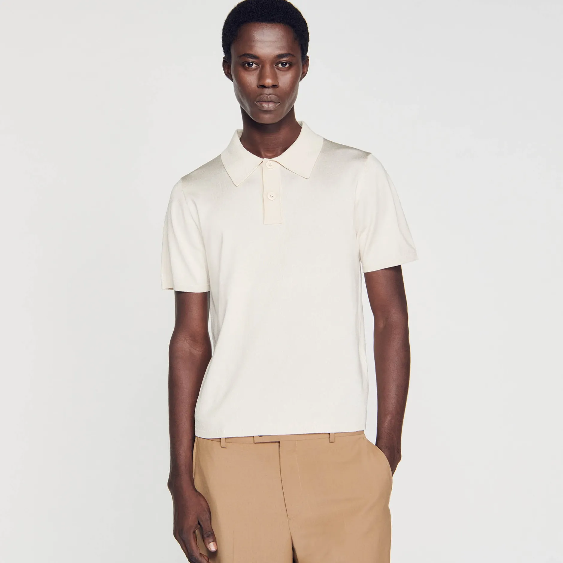 Homme SANDRO Polo En Maille à Manches Courtes
