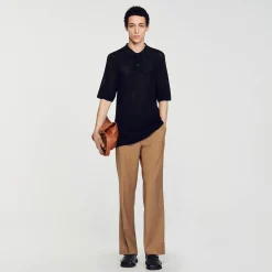 Homme SANDRO Polo En Maille Ajourée