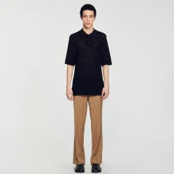 Homme SANDRO Polo En Maille Ajourée