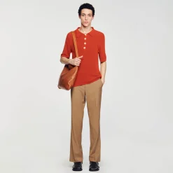 Homme SANDRO Polo En Maille Effet Bouclettes