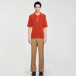 Homme SANDRO Polo En Maille Effet Bouclettes