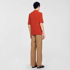 Homme SANDRO Polo En Maille Effet Bouclettes