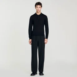 Homme SANDRO Polo En Maille Fine