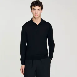 Homme SANDRO Polo En Maille Fine