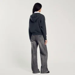 Femme SANDRO Pull à Capuche Strassé