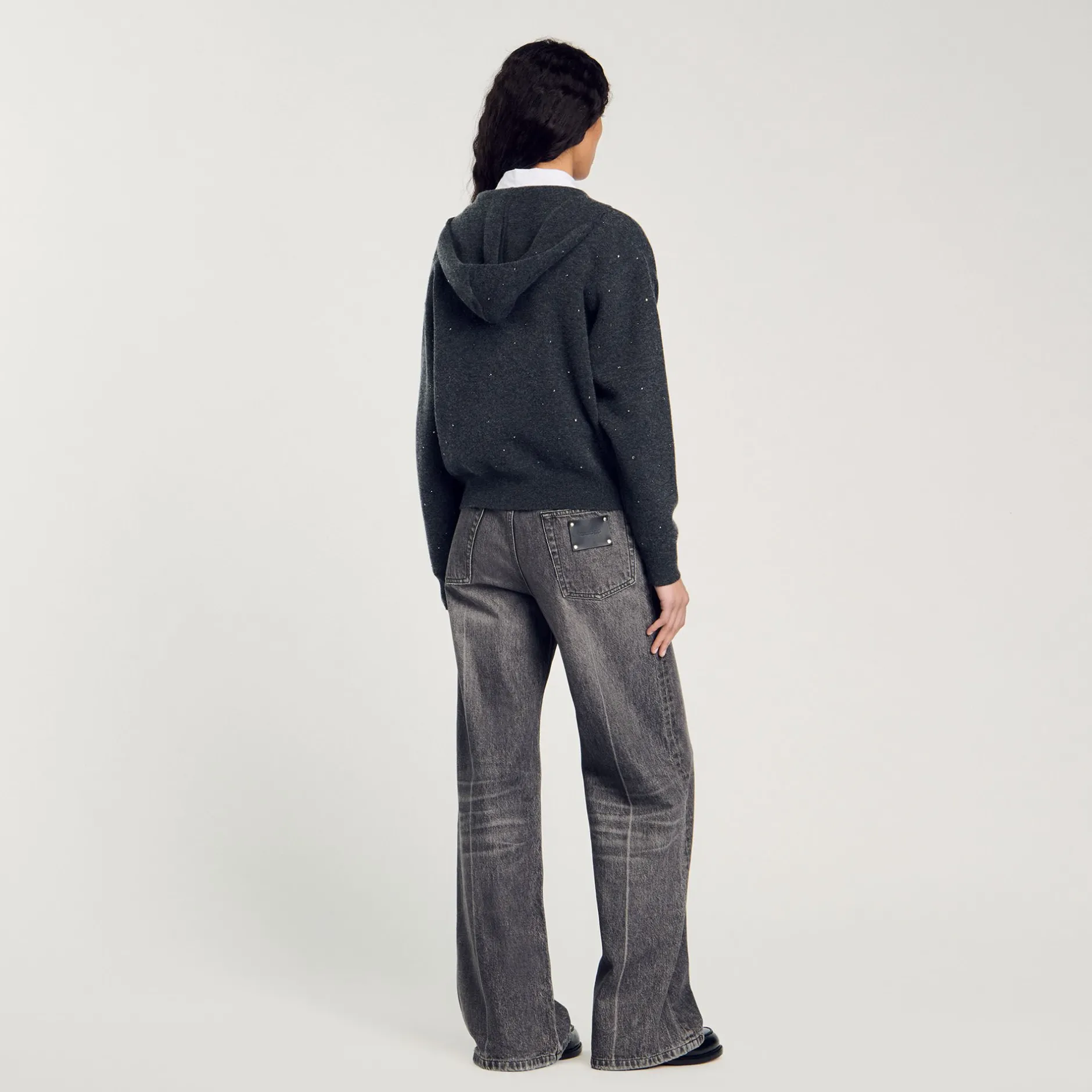 Femme SANDRO Pull à Capuche Strassé