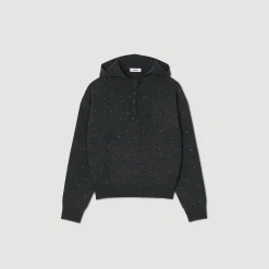 Femme SANDRO Pull à Capuche Strassé