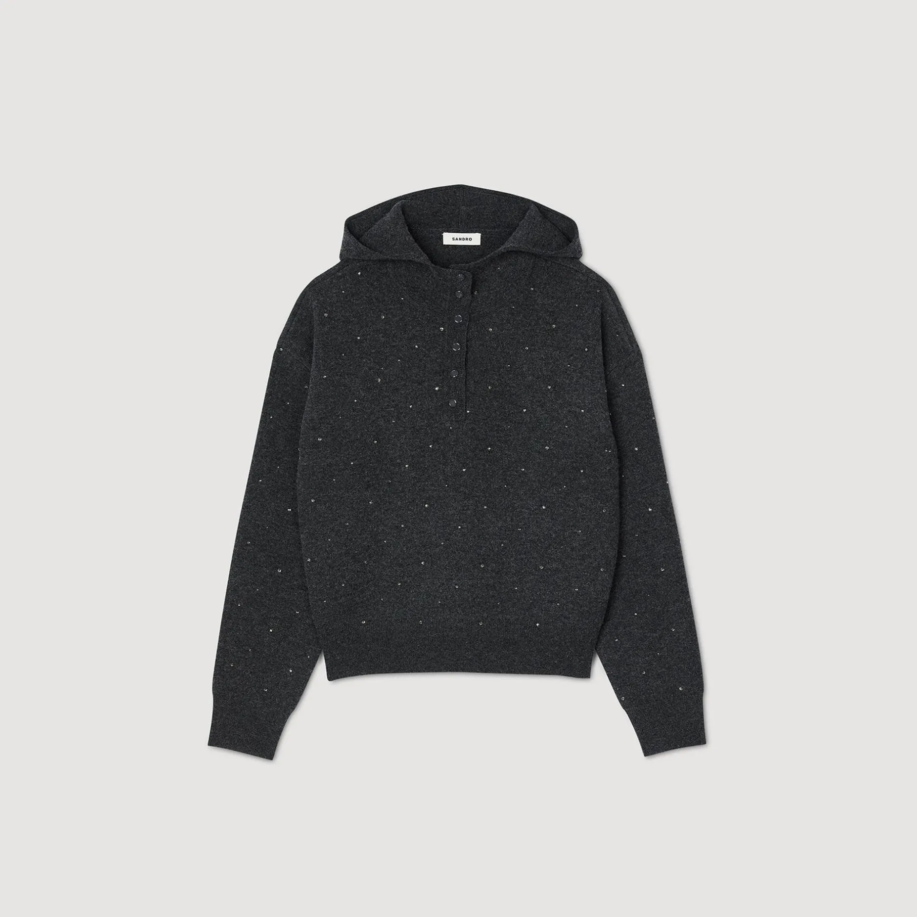 Femme SANDRO Pull à Capuche Strassé