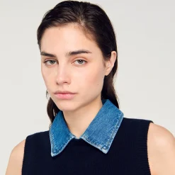 Femme SANDRO Pull à Col Amovible
