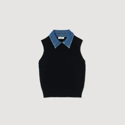 Femme SANDRO Pull à Col Amovible