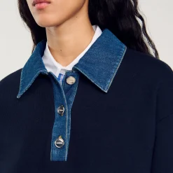 Femme SANDRO Pull à Col En Jean