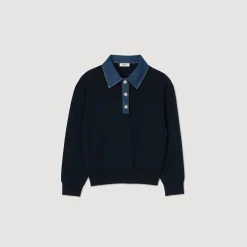 Femme SANDRO Pull à Col En Jean