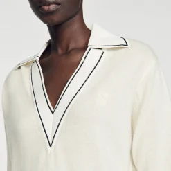 Femme SANDRO Pull à Col Polo