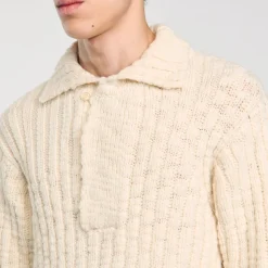 Homme SANDRO Pull à Col Polo En Maille épaisse